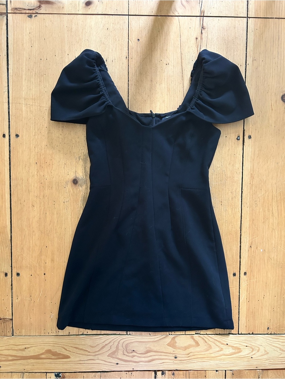 French Connection Black Puff-Sleeve Mini Dress